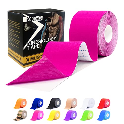Book Cover Kinesiology Tape 1/2 /5 Rolls Sports Athletic Mucle Wrist Knee Ankle Elastic Waterproof Breathable 2 Inch x 16 Feet Pink 1 Roll