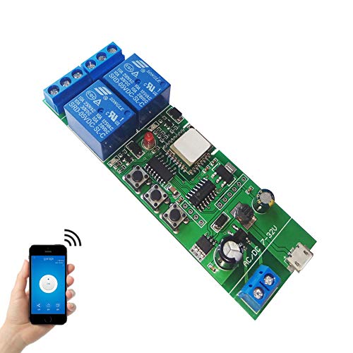 Book Cover EACHEN WiFi Wireless Inching Relay Monentary/Self-locking Switch Module DIY Smart Home Remote Control DC 5-32V AC90-260V Ewelink App iOS/Andriod Compatible With Alexa Echo Google home IFTTT (ST-DC2)