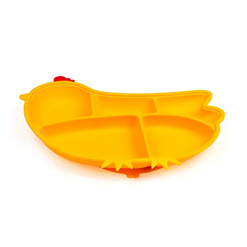 Book Cover Innobaby Din Din Smart Silicone Suction Chicken Plate for Children, Yellow