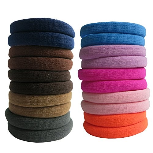 Book Cover Thick Hair Ties, BETITETO 20 Pieces Seamless Ponytail Holders Scrunchies Women Cotton Stretch Hair Elastics for Thick Heavy or Curly Hair (Multicolor)