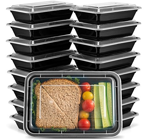 Book Cover Ez Prepa [20 Pack] 28oz Single Compartment Meal Prep Containers with Lids - Food Storage Containers Bento Box, Lunch Containers, Microwavable, Freezer, and Dishwasher Safe, Food Containers