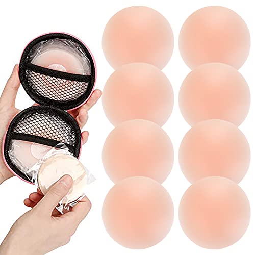 Book Cover 4 Pairs Nipple Covers Pasties for Women Reusable Adhesive Breast Lift Nipple Covers