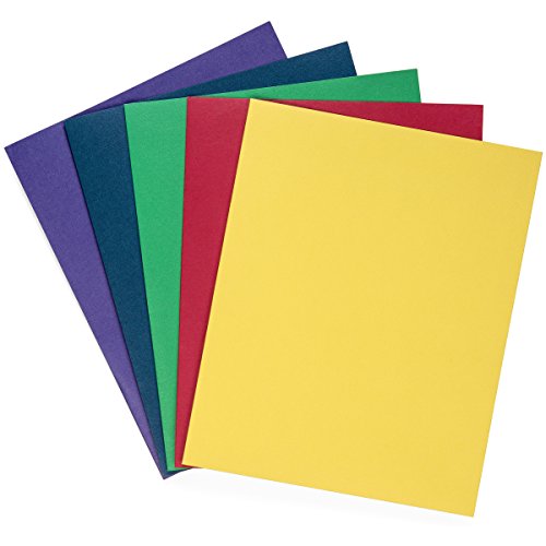 Book Cover Blue Summit Supplies 50 Two Pocket Folders with Prongs, Designed for Office and Classroom Use, Assorted 5 Colors, 50 PACK Colored 2 Pocket 3 Prong Folders