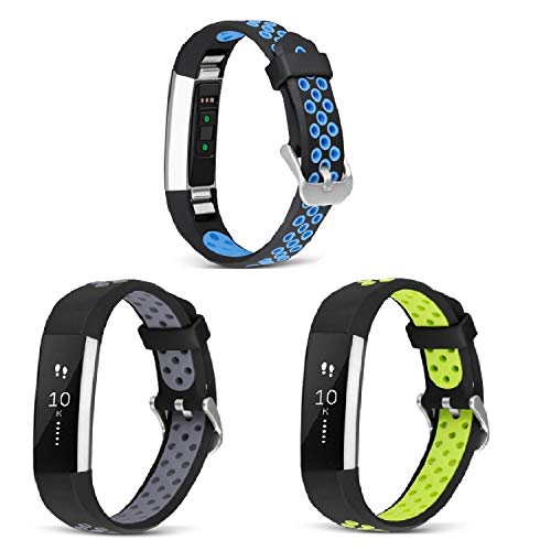 Book Cover SKYLET Compatible with Fitbit Alta Alta HR Ace Bands, 3 Pack Soft Sport Bands Breathable Replacement Kids with Secure Metal Clasp Fitness Men Women Small Large (No Tracker)