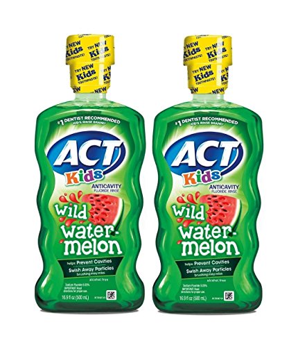 Book Cover ACT Kids Anticavity Fluoride Rinse, Wild Watermelon, 16.9 Ounce (Pack of 2)