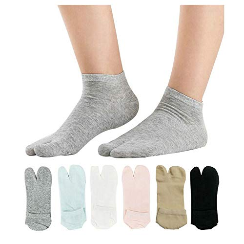 Book Cover Women's Solid 2 Toe Flip Flop Tabi Socks Geta Ankle Cotton 5 / 6 Pairs
