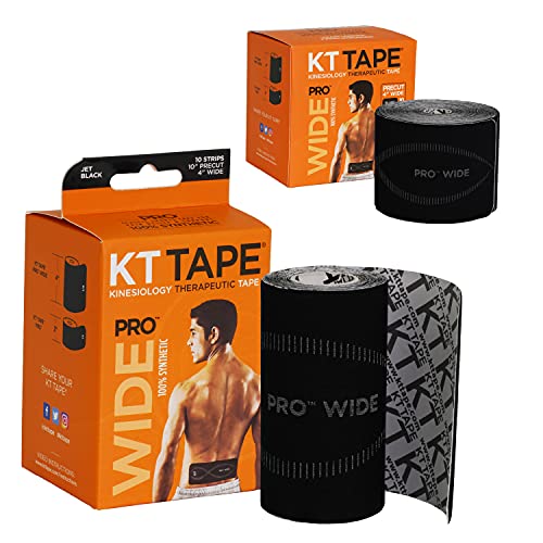 Book Cover KT Tape Pro Wide, Precut Strip(10 Each), Black, 10 Inch (Pack of 10)