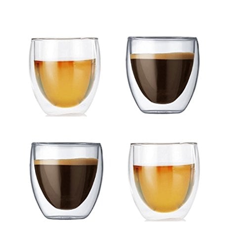 Book Cover Gmark Espresso Cups Shot Glass 2.7-Ounce Coffee Set of 4 -Double Wall Thermo Insulated GM2028