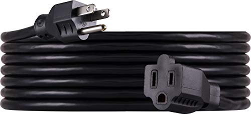Book Cover UltraPro 15 Ft Extension Cord, Double Insulated, Indoor/Outdoor, General Purpose, 3 Wire, 16 Gauge, Ideal for Outdoor Lighting, UL Listed, Black, 36824-T1