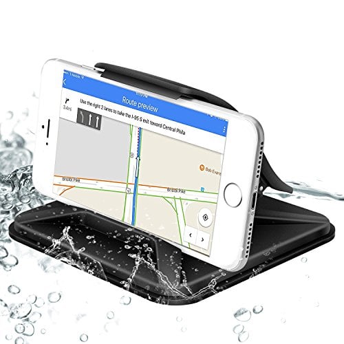 Book Cover Cell Phone Holder for Car Universal Dashboard Mounts Silicone Non-Slip Washable GPS Holder Car Cradles for iPhone X 8 7 6 5Plus Samsung Galaxy Note 8 S8 Plus S7 Edge-Black