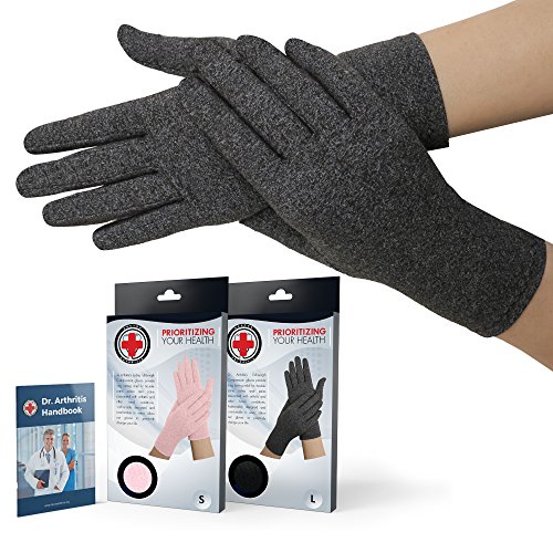 Book Cover Doctor Developed Arthritis Gloves/Compression Gloves for Women & Men and Doctor Written Handbook - Useful for Arthritis, Raynauds, RSI, Carpal Tunnel (Full-Length, M)