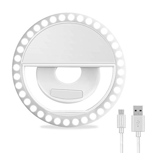 Book Cover Selfie Ring light, XINBAOHONG Rechargeable Portable Clip-on Selfie Fill light with 36 LED for iPhone/Android Smart phone Photography, Camera Video, Girl Makes up (White)