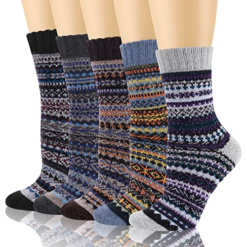Book Cover Ordenado Wool Socks Mens 5 Pairs Boot Socks for Men Winter Socks for Men Nordic Hiking Warm Socks Men Size 8-12
