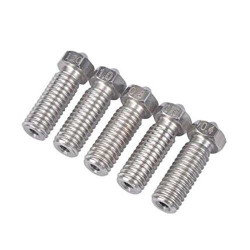 Book Cover BALITENSEN 5Pcs Volcano Nozzle 0.4,0.6,0.8,1.0,1.2/1.75mm M6 Stainless Extruder Print Head for 1.75mm J-head/E3D ABS PLA 3D Printer