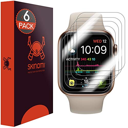 Book Cover Skinomi TechSkin [6-Pack] (Slim Design) Clear Screen Protector for Apple Watch Series 4 (40mm) Anti-Bubble HD TPU Film