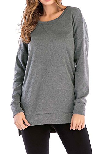 Book Cover 8sanlione Womens Long Sleeve Casual Crew Neck Pullover Loose Sweatshirt Tunic Tops T-Shirt