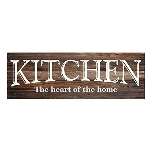 Book Cover Kitchen The Heart of The Home Rustic Wood Wall Sign 6x18 (Gray)