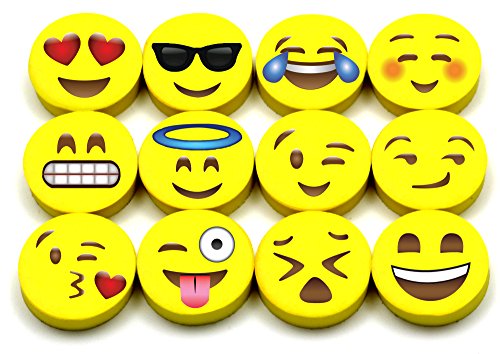 Book Cover Emoji Erasers, 60-Pack Fun Cute Pencil Erasers for Kids, Great for Rewards, Party Favors, Birthdays, School Prizes, Classroom Incentives or Gifts for Teachers