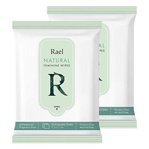Book Cover Rael Feminine Wipes with Natural Ingredients, use Day or Night, flushable, pH-Balanced, Gentle and Safe on The Skin. (2 Pack)
