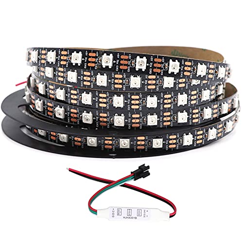 Book Cover HJHX Ws2812b Led Strip, 16.4ft 300LEDs Ws2812 Individually Addressable Led Light, SMD5050 RGB Magic Color Flexible Rope Lights Non Waterproof IP30 for Arduino, etc.