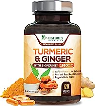 Book Cover Turmeric Curcumin with BioPerine & Ginger 95% Standardized Curcuminoids 1950mg - Black Pepper for Max Absorption, Natural Joint Support, Nature's Tumeric Extract Supplement Non-GMO - 120 Capsules