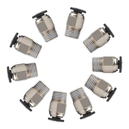 Book Cover YOTINO PC4-M10 Male Straight Pneumatic PTFE Tube Push in Quick Fitting Connector for E3D-V6 Long-Distance Bowden Extruder 3D Printer (Pack of 10pcs)