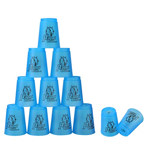 Book Cover Dewel Quick Stacks Cups, 12 Sets Of Sports Stacking Cups With Quick Release Stem Speed Training Game (Blue)