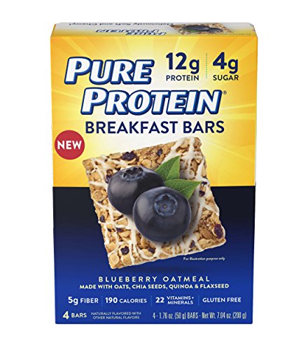 Book Cover Pure Protein Breakfast Bars, Blueberry Oatmeal, 1.76 oz, 4 Count