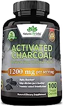 Book Cover Activated Charcoal Capsules - 1,200 mg Highly Absorbent Helps Alleviate Gas & Bloating Promotes Natural detoxification Derived from Coconut Shells - per Serving - 100 Vegan Capsules Product Name