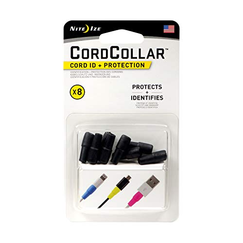 Book Cover Nite Ize CordCollar, Cord Identification and Protection, 8-Pack, Black