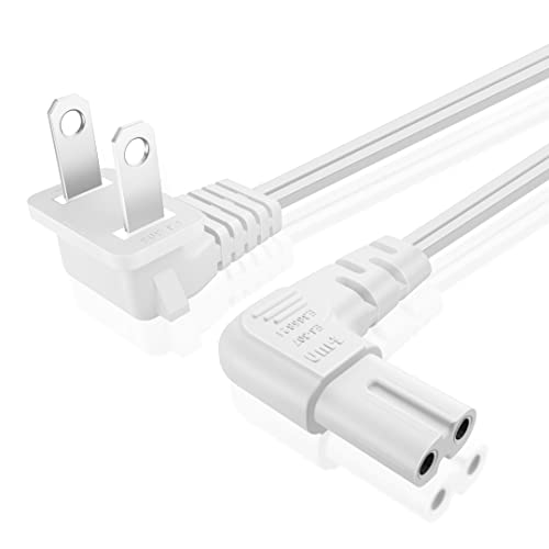 Book Cover TNP 2 Prong Power Cord NEMA 1-15P to IEC320 C7 Nonpolarized Right Angle Power Cord, Figure 8 Shotgun Replacement Cord for PS4, PS3 Slim, Printers, LG, Apple, Samsung, TCL TV, etc (10 Feet, White)