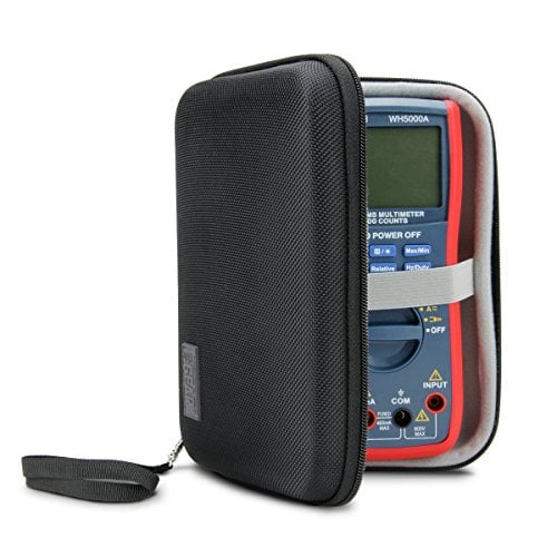Book Cover USA Gear Hard Digital Multimeter Tester Carrying Case - Voltage Tester Travel Case, Weather Resistant, Wrist Strap, Storage for Leads and Probes - Compatible with Fluke 87v, AstroAI TRMS 4000 and More