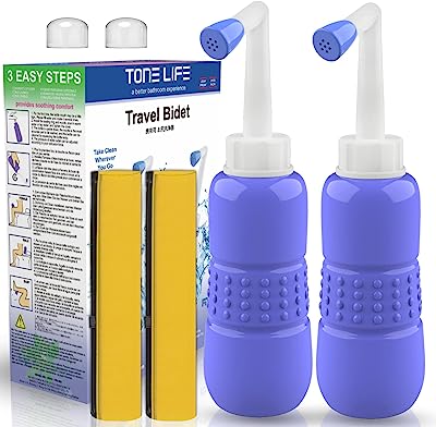 Book Cover 2PCS-Pack Portable Bidet for Toilet - 450ml Travel Bidet - 15oz Handheld Personal Bidet Empty Bottle - Childbirth Cleaner - For Outdoor,Camping,Travling,Driver,Personal Hygiene - with Storage Bag