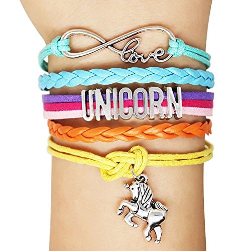 Book Cover Unicorn Bracelets Unicorn Charm-Girls Horse Lover Jewelry Gifts-Braided Adjusted