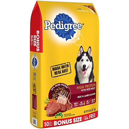 Book Cover PEDIGREE High Protein - Beef and Lamb Flavor Adult Dry Dog Food, 50 Pound Bonus Bag