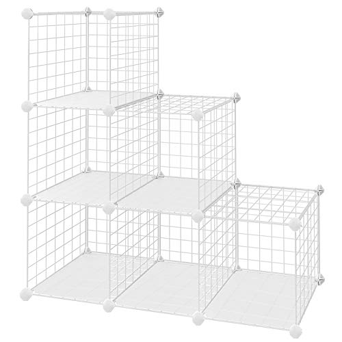 Book Cover DIY Wire Cube Storage, Modular Shelving Units, Stackable Storage Bins, Ideal for Living Room Bedroom, Home, Office (Gray)