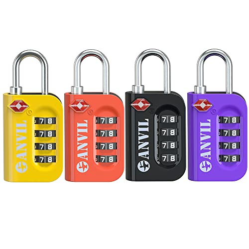 Book Cover TSA Approved Luggage Lock - 4 Digit Combination Padlocks with a Hardened Steel Shackle - Travel Locks for Suitcases & Baggage