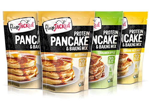 Book Cover FlapJacked Protein Pancake & Baking Mix, 3 Flavor Variety Pack, 12oz (4 Bags Total)