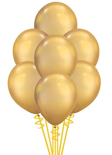 Book Cover Qualatex Solid Shine Chrome Gold Biodegradable Latex Balloons, 11-Inches, 100-Units per pack (1-Pack)