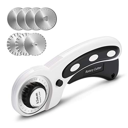 Book Cover 45mm Rotary Cutter Set, AGPtEK Rotary Cutter with 7 Replacement Rotary Blades, Rotary Blades & Safety Lock for Precise Cutting, Ideal for Sewing Fabric Leather Quilting & More
