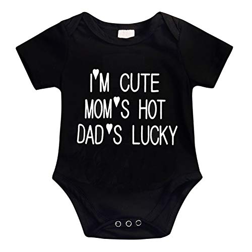 Book Cover SWNONE Infant Baby Boys Girls Clothing Shirts Short Sleeves Rompers Jumpsuit Funny Letter Printed Black Onesie