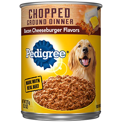 Book Cover Pedigree Chopped Ground Dinner Bacon Cheeseburger Flavors Adult Canned Wet Dog Food, (12) 13.2 Oz. Cans