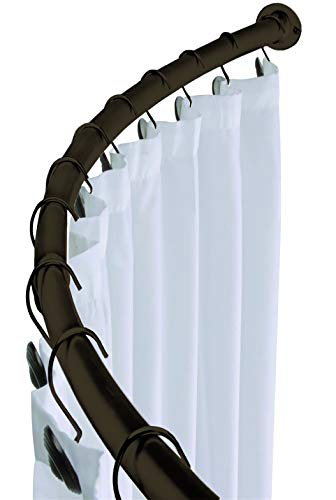 Book Cover Minel Curved Shower Curtain Rod, Expandable from 41” to 72”/Added Space, Bronze Finish