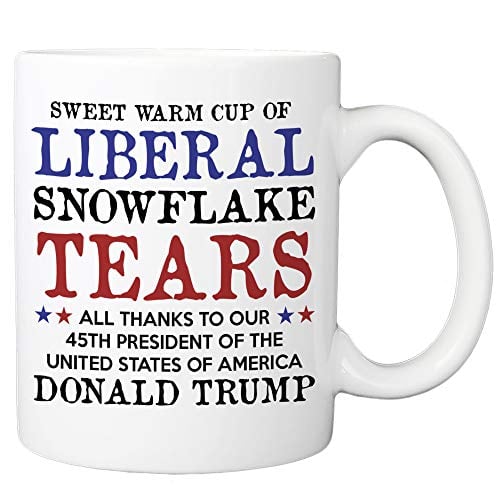 Book Cover Liberal Tears Mug - Sweet Warm Cup Of Liberal Tears - 45th POTUS Trump Coffee Mug - Snowflake Novelty 11oz Cup - Republican, Conservative Mug for Him Her