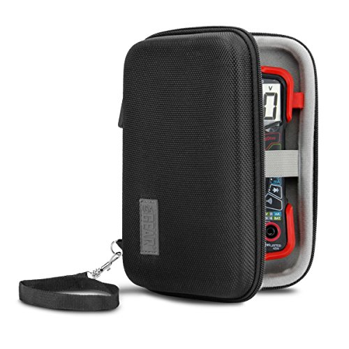 Book Cover USA GEAR Multimeter Case with Hard Shell Exterior and Wrist Strap - Compatible with Innova 3320 Digital Multimeter, Crenova MS8233D, Klein Tools Multi Meter, and AstroAI Multimeter 2000 - Black