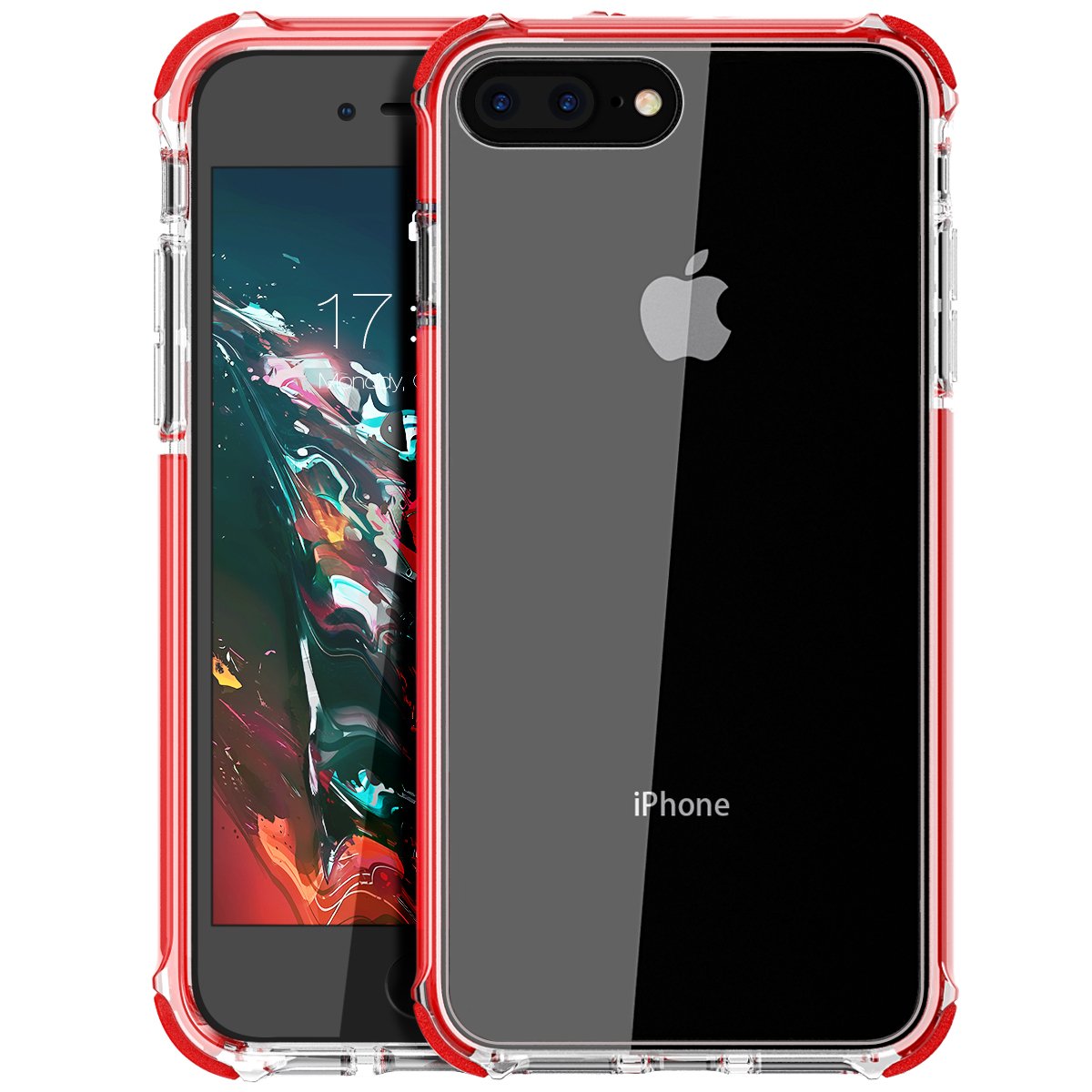 Book Cover MATEPROX iPhone 8 Plus Case iPhone 7 Plus Case Clear Shield Heavy Duty Anti-Yellow Anti-Scratch Shockproof Cover Compatible with iPhone 8p/7p Red Red1
