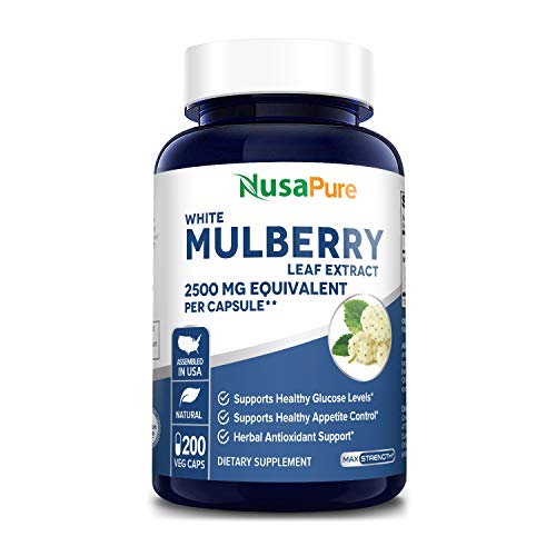 Book Cover White Mulberry Leaf Extract 2500 mg 200 Veggie Caps ( Vegetarian, Non-GMO & Gluten-Free) Supports Healthy Glucose Levels, Supports Healthy Weight Management*