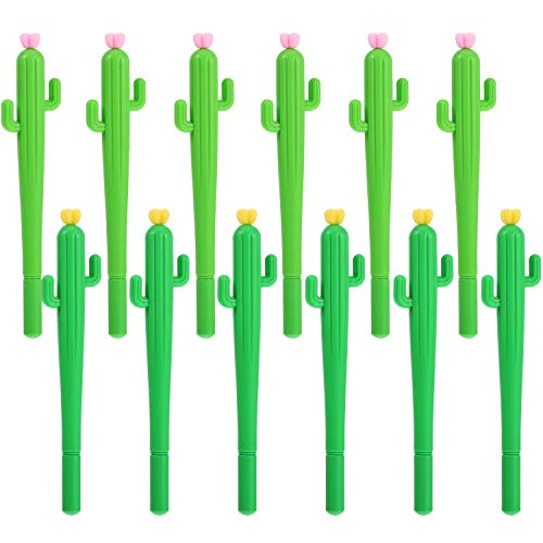 Book Cover TOODOO 12 Pieces Cactus Rollerball Pens 0.5 mm Black Ink Pens Vibrant Cute Plant Pen for School Home Office (12 Pieces)