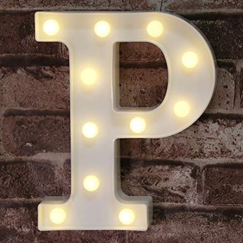 Book Cover Pooqla LED Marquee Letter Lights Sign, Light Up Alphabet Letter for Home Party Wedding Decoration P