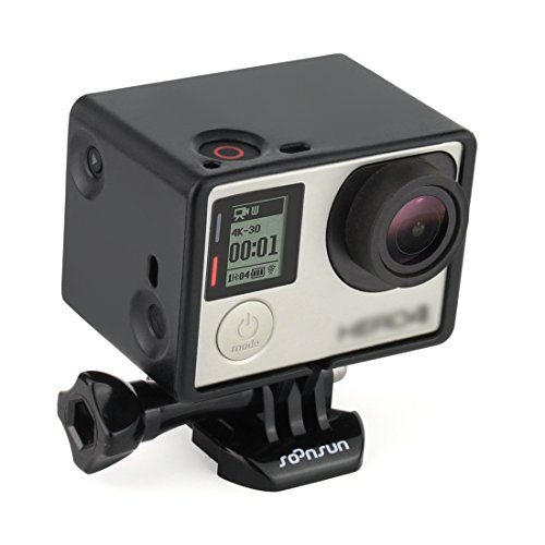 Book Cover SOONSUN Frame Mount Extension for GoPro Hero 4 3+ 3 with Screen/Battery Extension - Use with LCD BacPac or Battery Extension - Includes Quick Release Buckle and Thumb Screw